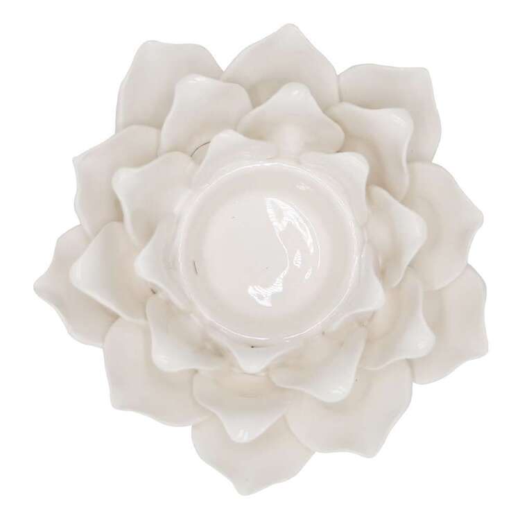 Ombre Home Classic Chic Ceramic Flower Candle Holder White 13.5 cm