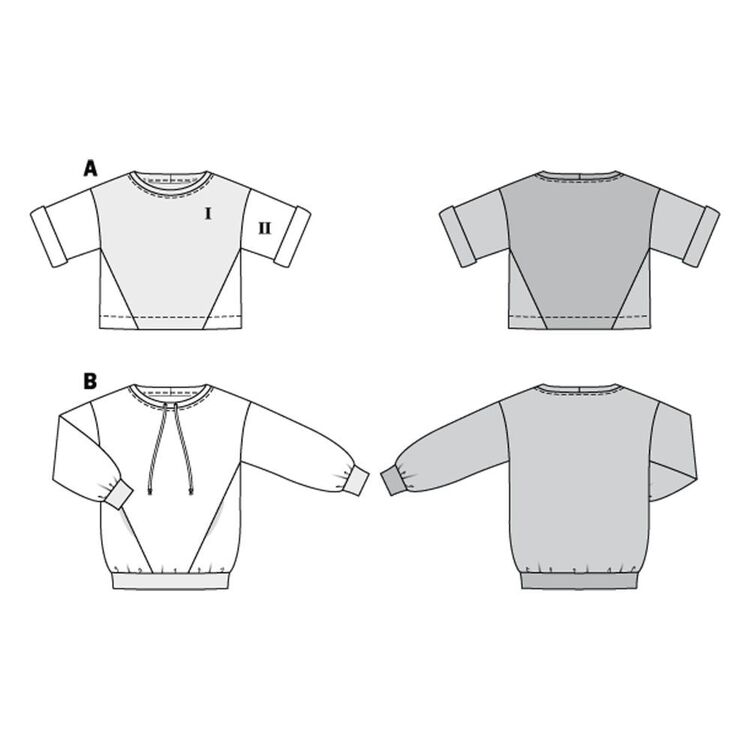 Burda Pattern 6203 Misses' Sweatshirts With Sleeve, Hem & Neckline Variations 8 - 18