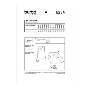 Burda Pattern 6234 Misses' Tops With Variations 8 - 18