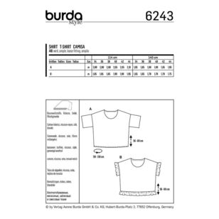 Burda Sewing Pattern 6243 Misses' Casual Tops 8 - 18