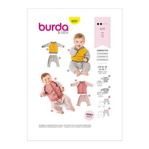Burda Pattern 9297 Babies' Casual Jackets & Bottoms 1 - 36 Months