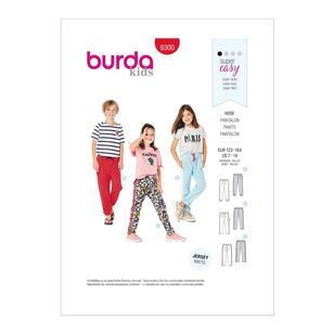 Burda Pattern 9300 Children's Jogger-Style Pants 7 - 14