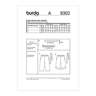 Burda Pattern 9302 Children's Pull-on Pants with length Variations 6 - 11