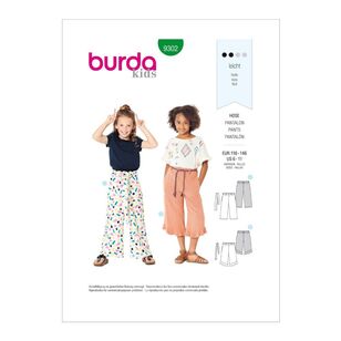 Burda Pattern 9302 Children's Pull-on Pants with length Variations 6 - 11