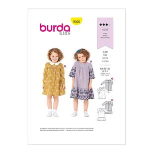 Burda Pattern 9305 Children's Dresses With Yokes & Sleeve Variations 2 - 7