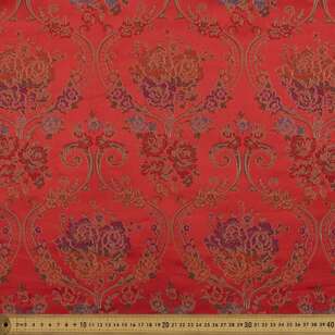 Floral Printed 90 cm Oriental Brocade Fabric Red 90 cm