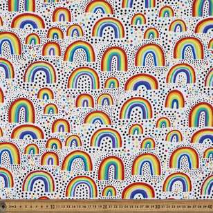 Spot The Rainbow Printed 112 cm Buzoku Cotton Duck Fabric White 112 cm
