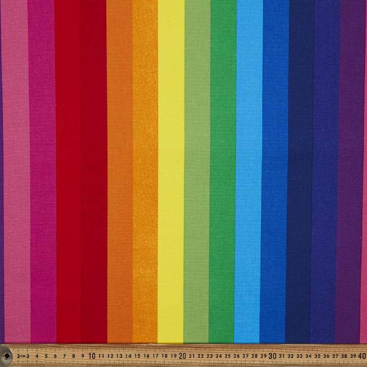 Rainbow Stripe Printed 112 cm Buzoku Cotton Duck Fabric Multicoloured 112 cm