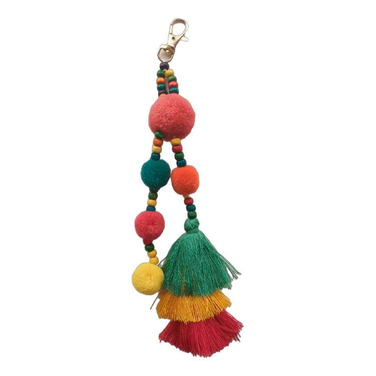 Urban Pom Pom Tassel With Beads #4 Keychain