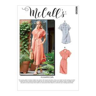 McCall's Pattern M8030 #JosieMcCalls - Misses' Dresses & Belt X Small - X Large