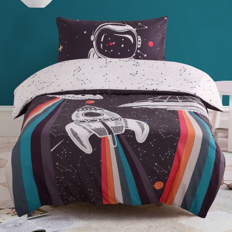 Kids House Rainbow Spaceship Quilt Cover Set