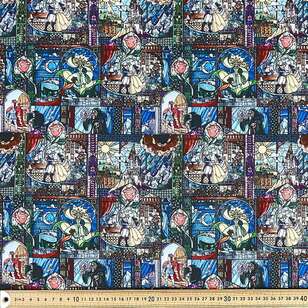 Disney Beauty & The Beast Stained Glass Cotton Fabric Multicoloured 112 cm