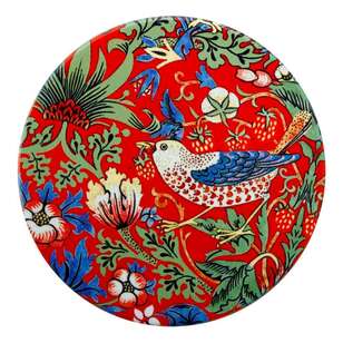 Casa Domani William Morris Red Strawberry Thief 10 cm Ceramic Coaster Multicoloured 10 cm Round