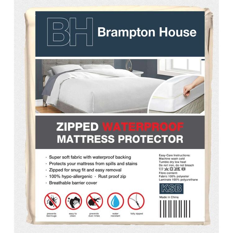 Brampton House Waterproof Zipped Mattress Protector  White