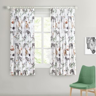 Caprice Zoo Pencil Pleat Curtains White