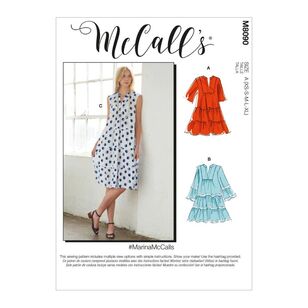 McCall's Sewing Pattern M8090 Misses' Dresses & Belt White XS - XL