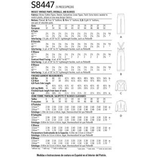 Simplicity Pattern S8447 Misses' Vintage Pants, Overalls and Blouses 16 - 24