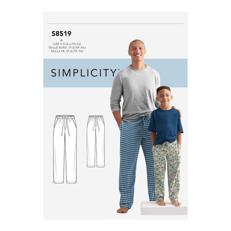 Simplicity Pattern S8519 Boys' and Men's Slim Fit Lounge Pants XX Small ...