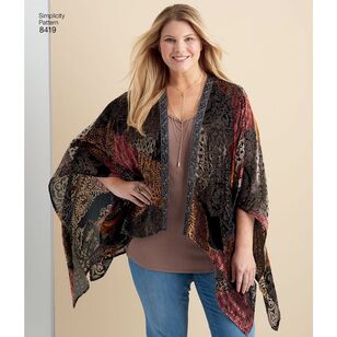 Simplicity Pattern S8419 Misses' Kimono Style Wrap with Variations XX Small - XX Large