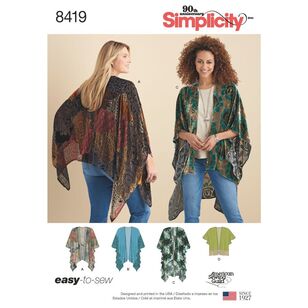 Simplicity Pattern S8419 Misses' Kimono Style Wrap with Variations XX Small - XX Large