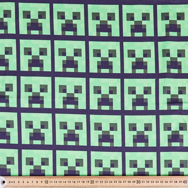 Minecraft Printed Cotton Canvas Green & Black 150 cm