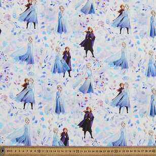 Frozen Floral Sisters Printed Cotton Fabric Lilac Blue 150 cm