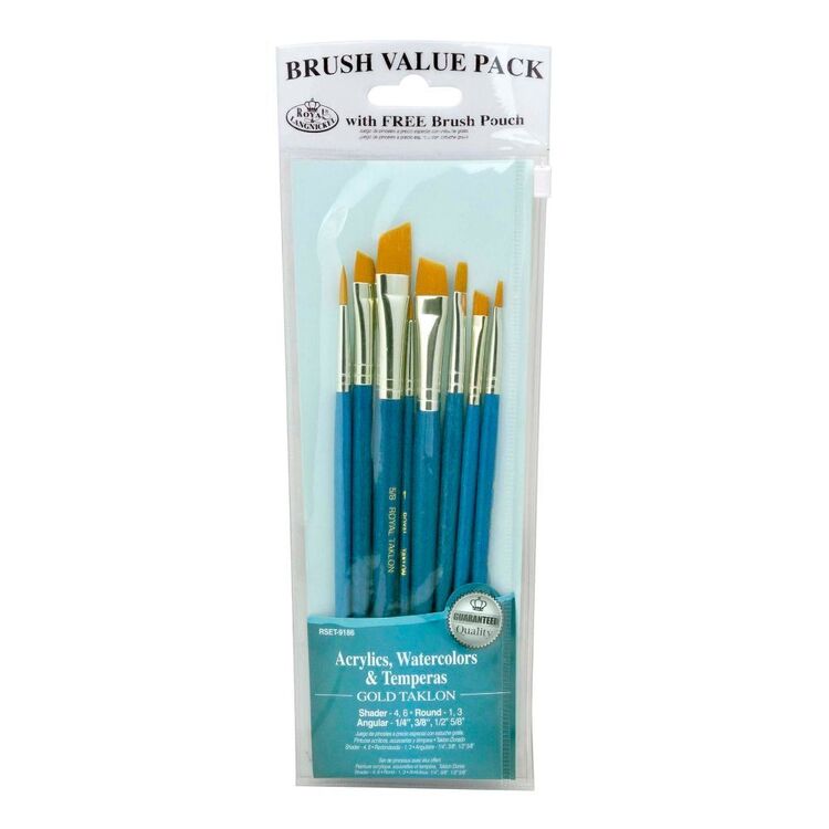 Royal & Langnickel Gold Taklon 8 Pack Brush Set