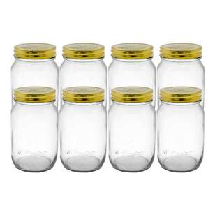 Lemon & Lime Roma Glass Conserve Jars 8 Pack Gold 550 mL