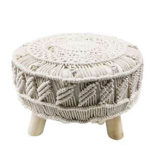 Ombre Home Weathered Coastal Macrame Foot Stool Natural 30 x 40 cm