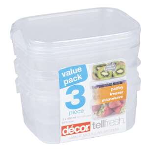 Décor Tellfresh 1L Set Of 3 Oblong Container Set Clear 1 L