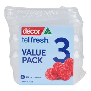 Décor Tellfresh 250mL Oblong Container Set Of 3 Clear 250 mL