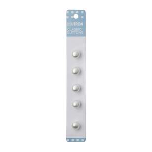 Beutron Classic Pearl Button 5 Pack White Pearl 10 mm