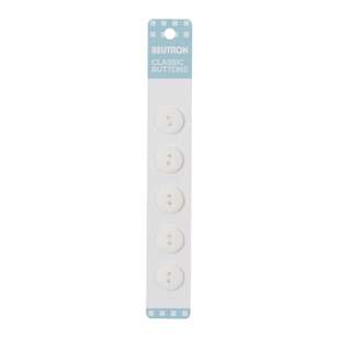 Beutron Classic 2 Hole Button 5 Pack White 14 mm