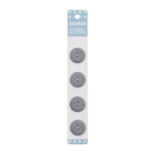 Beutron Classic 2 Hole Button 4 Pack Grey 18 mm