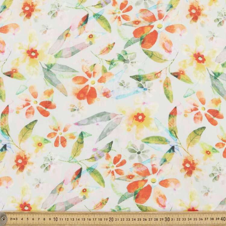 Flower Printed 140 cm Pippa Easy Care Linen Look Fabric