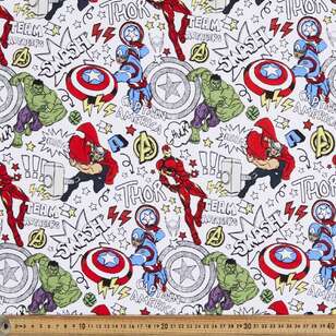 Marvel Avengers Cotton Spandex Fabric White 148 cm