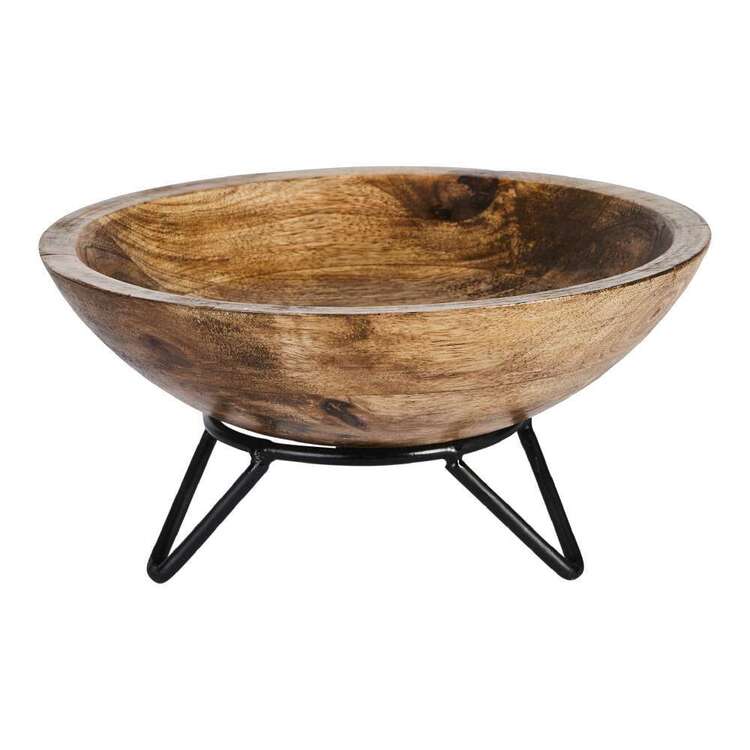 Living Space Wooden Bowl With Legs 25 x 25 x 17cm