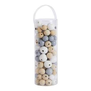 Crafters Choice Tube Wooden Beads White, Grey, Natural
