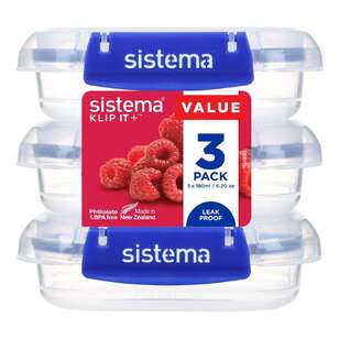 Sistema Klip It Plus 180 mL 3 Pack Rectangle Container Clear 180 mL