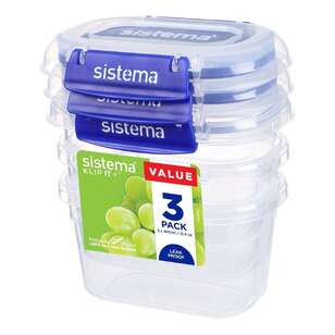 Sistema Klip It Plus 400 mL 3 Pack Rectangle Container Clear 400 mL