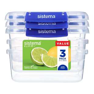 Sistema Klip It Plus 1 L 3 Pack Rectangle Container Clear