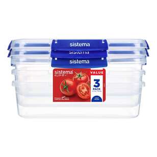 Sistema Klip It Plus 2.2 L 3 Pack Rectangle Container Clear