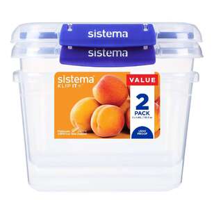 Sistema Klip It Plus 1.49L 2 Pack Rectangle Container Clear