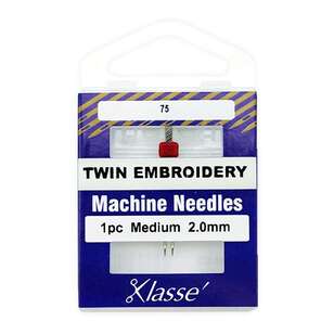 Klasse 75/2mm Twin Embroidery Machine Needle Silver 75 / 2 mm