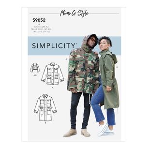 Simplicity Pattern 9052 Misses' Mens & Teen's Jacket & Hood By Mimi G Style X Small - X Large