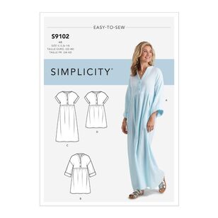 Simplicity Sewing Pattern S9102 Misses' Caftan & Dresses White