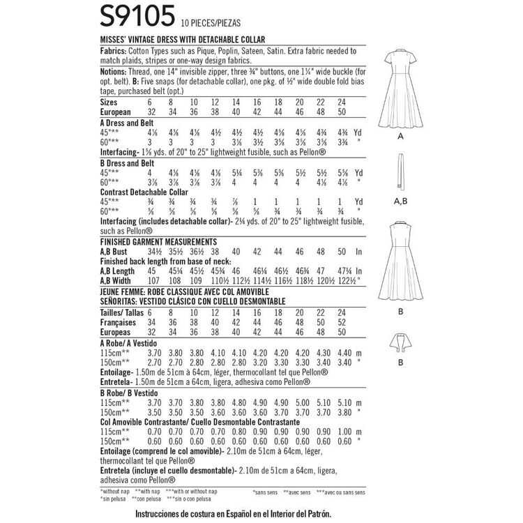 Simplicity Sewing Pattern S9105 Misses' Dresses White