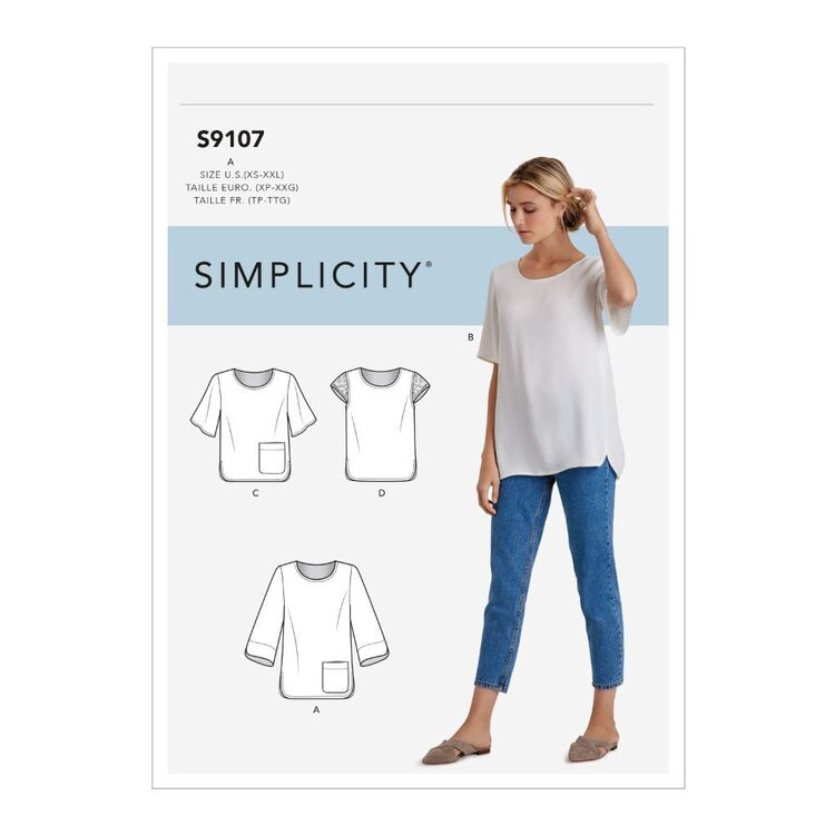 Simplicity Sewing Pattern S9107 Misses' Tops White XS - XL