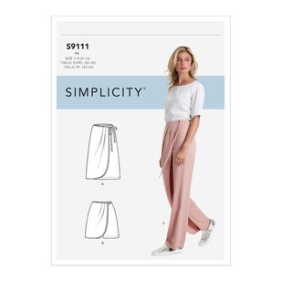 Simplicity Sewing Pattern S9111 Misses' Pants, Skirt & Shorts White