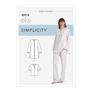 Simplicity Sewing Pattern S9113 Misses' Tunic, Top & Pants White